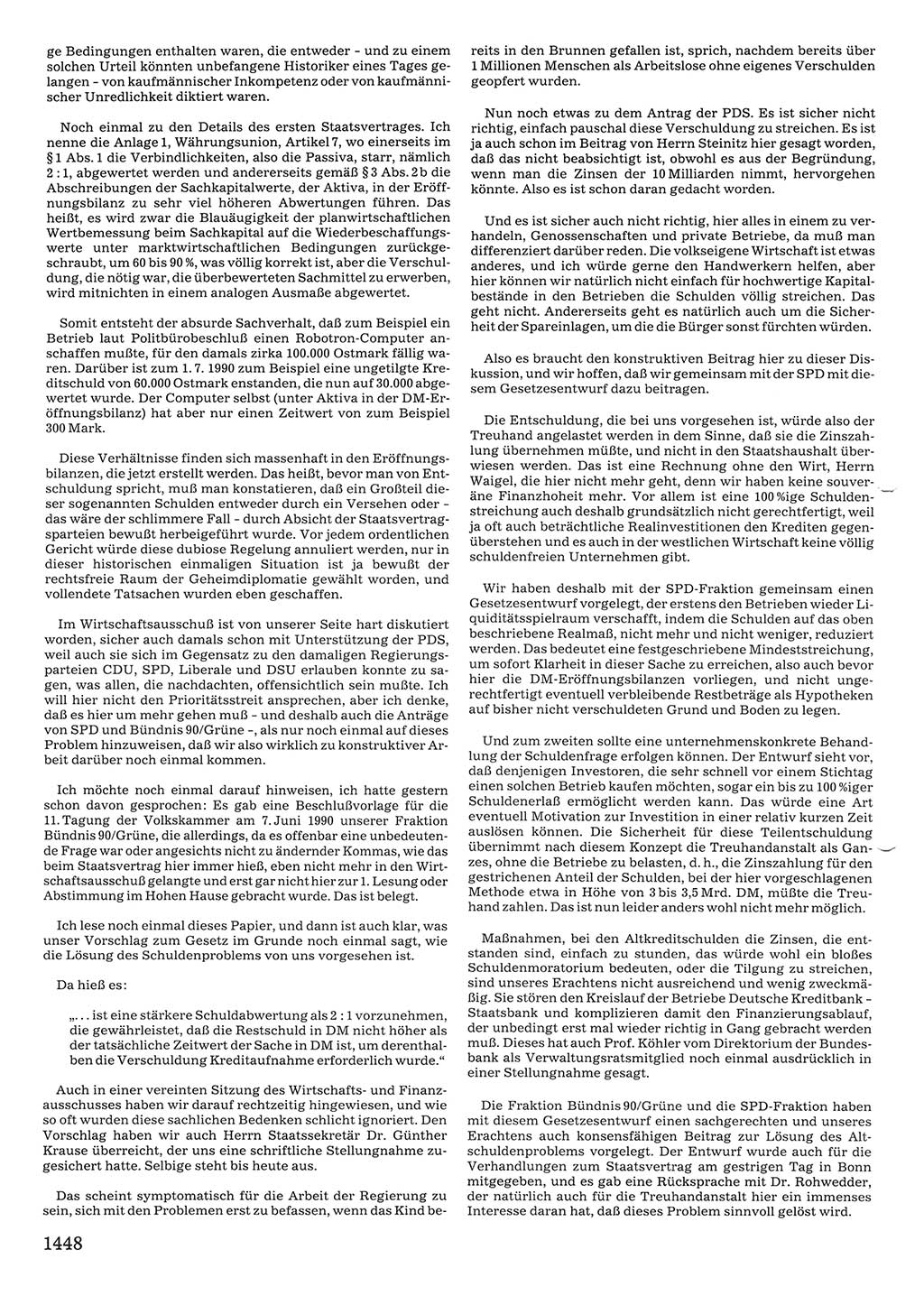 Tagungen der Volkskammer (VK) der Deutschen Demokratischen Republik (DDR), 10. Wahlperiode 1990, Seite 1448 (VK. DDR 10. WP. 1990, Prot. Tg. 1-38, 5.4.-2.10.1990, S. 1448)