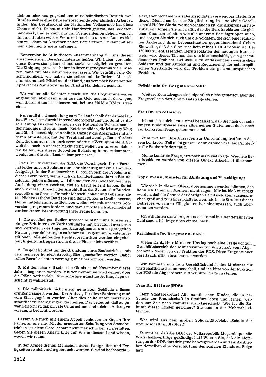 Tagungen der Volkskammer (VK) der Deutschen Demokratischen Republik (DDR), 10. Wahlperiode 1990, Seite 1512 (VK. DDR 10. WP. 1990, Prot. Tg. 1-38, 5.4.-2.10.1990, S. 1512)