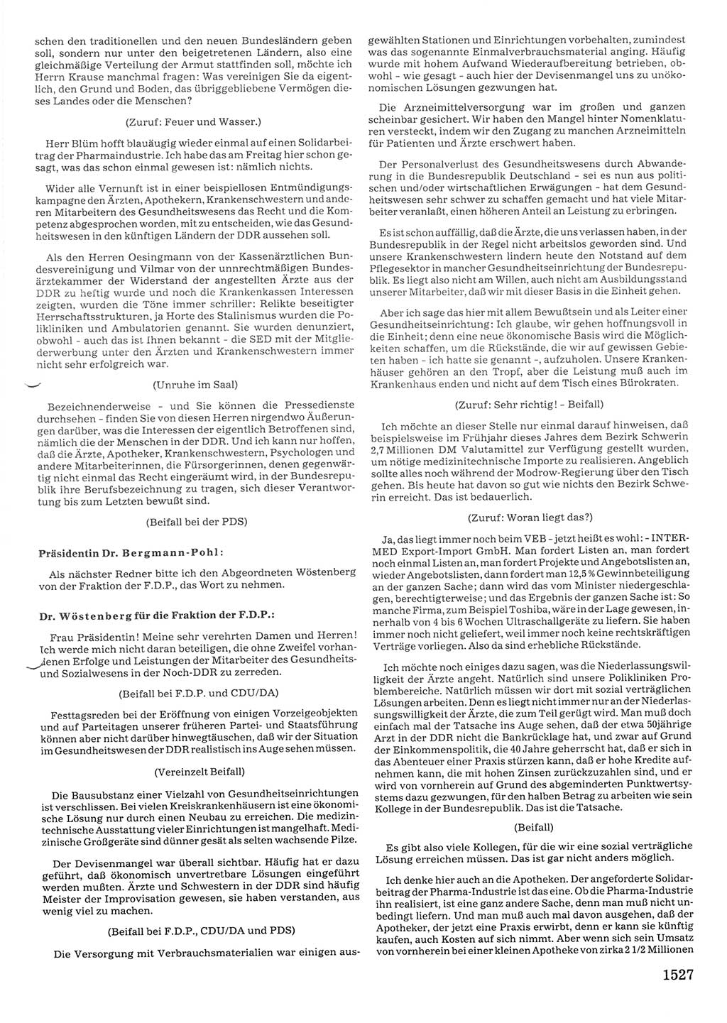 Tagungen der Volkskammer (VK) der Deutschen Demokratischen Republik (DDR), 10. Wahlperiode 1990, Seite 1527 (VK. DDR 10. WP. 1990, Prot. Tg. 1-38, 5.4.-2.10.1990, S. 1527)