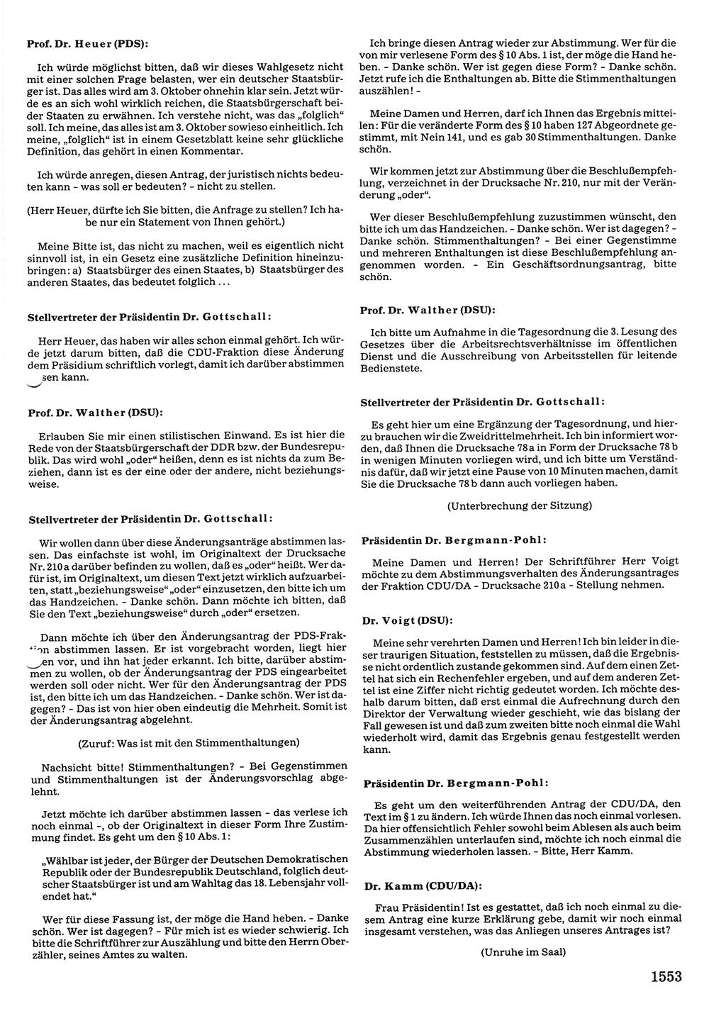 Tagungen der Volkskammer (VK) der Deutschen Demokratischen Republik (DDR), 10. Wahlperiode 1990, Seite 1553 (VK. DDR 10. WP. 1990, Prot. Tg. 1-38, 5.4.-2.10.1990, S. 1553)