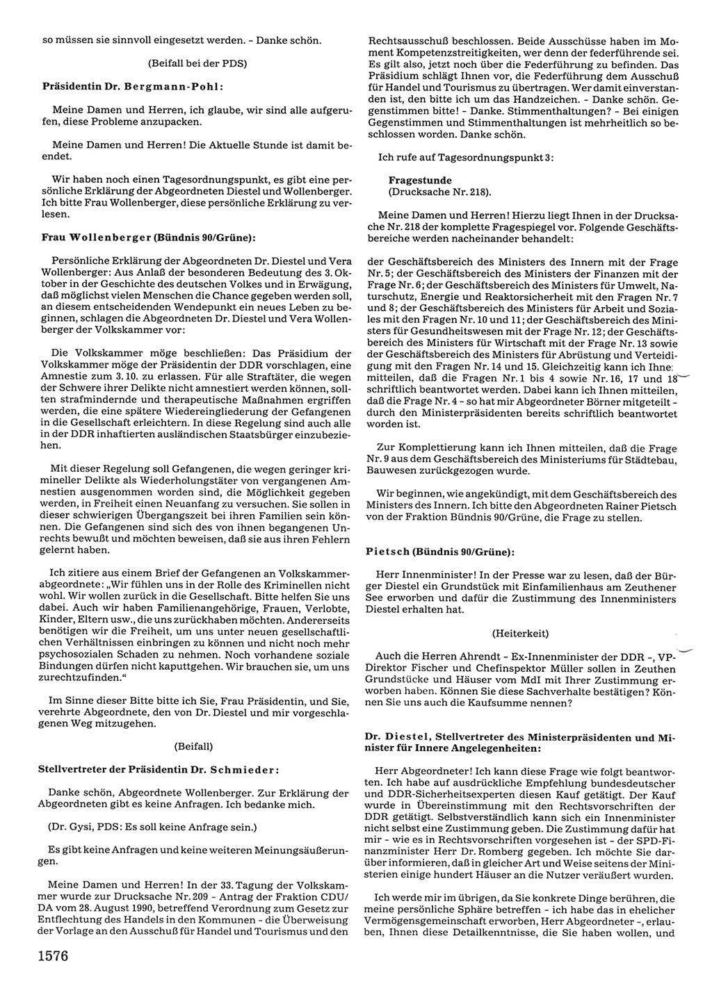 Tagungen der Volkskammer (VK) der Deutschen Demokratischen Republik (DDR), 10. Wahlperiode 1990, Seite 1576 (VK. DDR 10. WP. 1990, Prot. Tg. 1-38, 5.4.-2.10.1990, S. 1576)