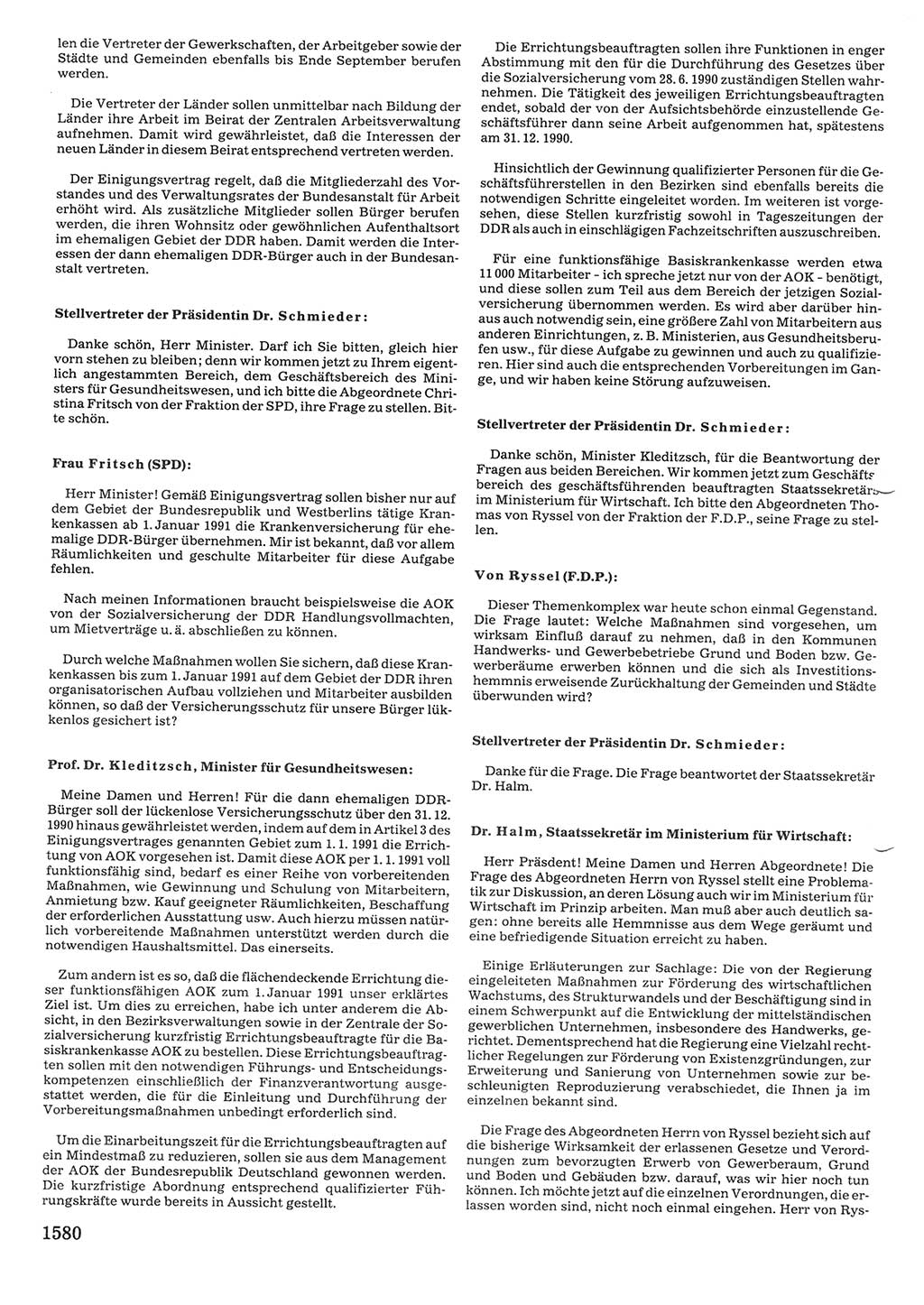 Tagungen der Volkskammer (VK) der Deutschen Demokratischen Republik (DDR), 10. Wahlperiode 1990, Seite 1580 (VK. DDR 10. WP. 1990, Prot. Tg. 1-38, 5.4.-2.10.1990, S. 1580)