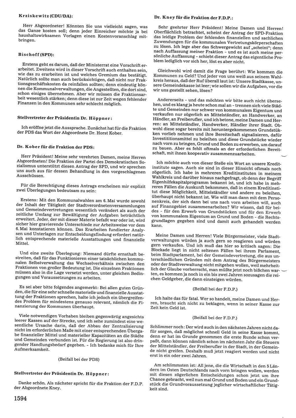 Tagungen der Volkskammer (VK) der Deutschen Demokratischen Republik (DDR), 10. Wahlperiode 1990, Seite 1594 (VK. DDR 10. WP. 1990, Prot. Tg. 1-38, 5.4.-2.10.1990, S. 1594)