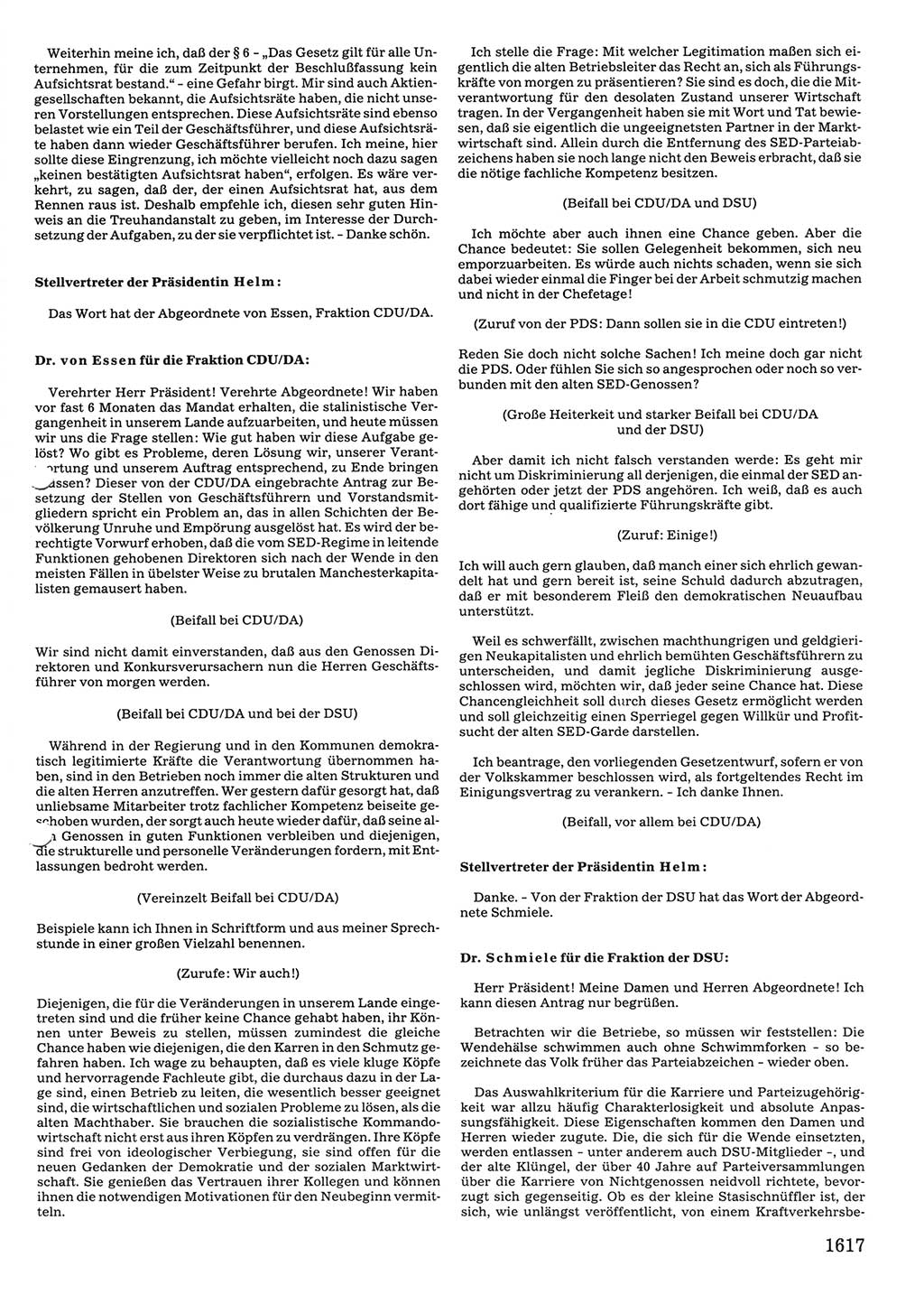 Tagungen der Volkskammer (VK) der Deutschen Demokratischen Republik (DDR), 10. Wahlperiode 1990, Seite 1617 (VK. DDR 10. WP. 1990, Prot. Tg. 1-38, 5.4.-2.10.1990, S. 1617)