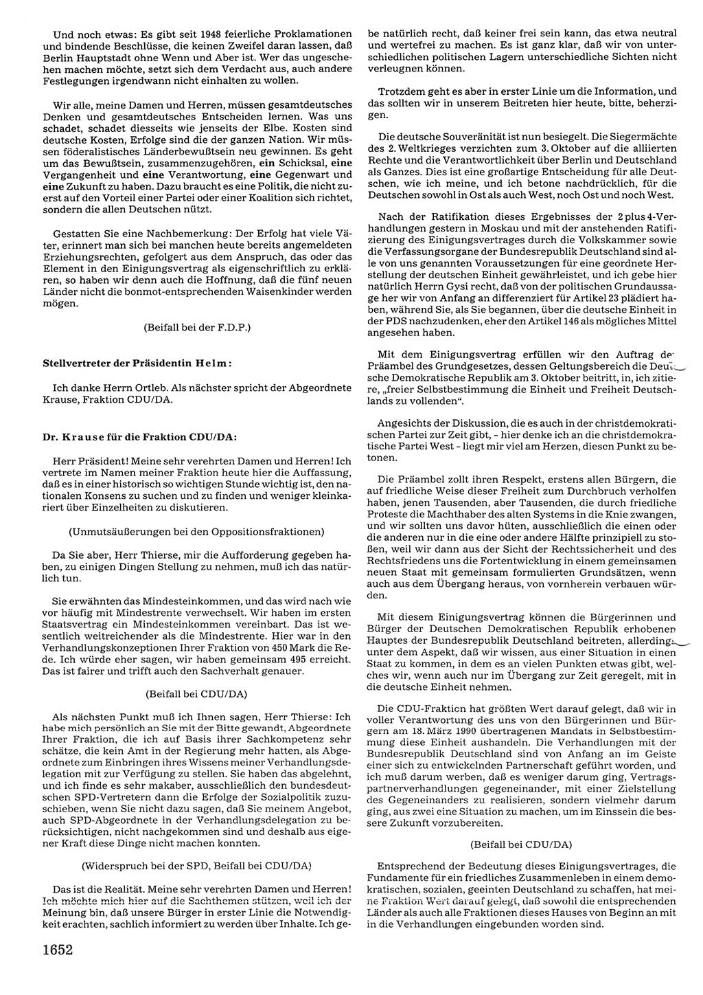 Tagungen der Volkskammer (VK) der Deutschen Demokratischen Republik (DDR), 10. Wahlperiode 1990, Seite 1652 (VK. DDR 10. WP. 1990, Prot. Tg. 1-38, 5.4.-2.10.1990, S. 1652)