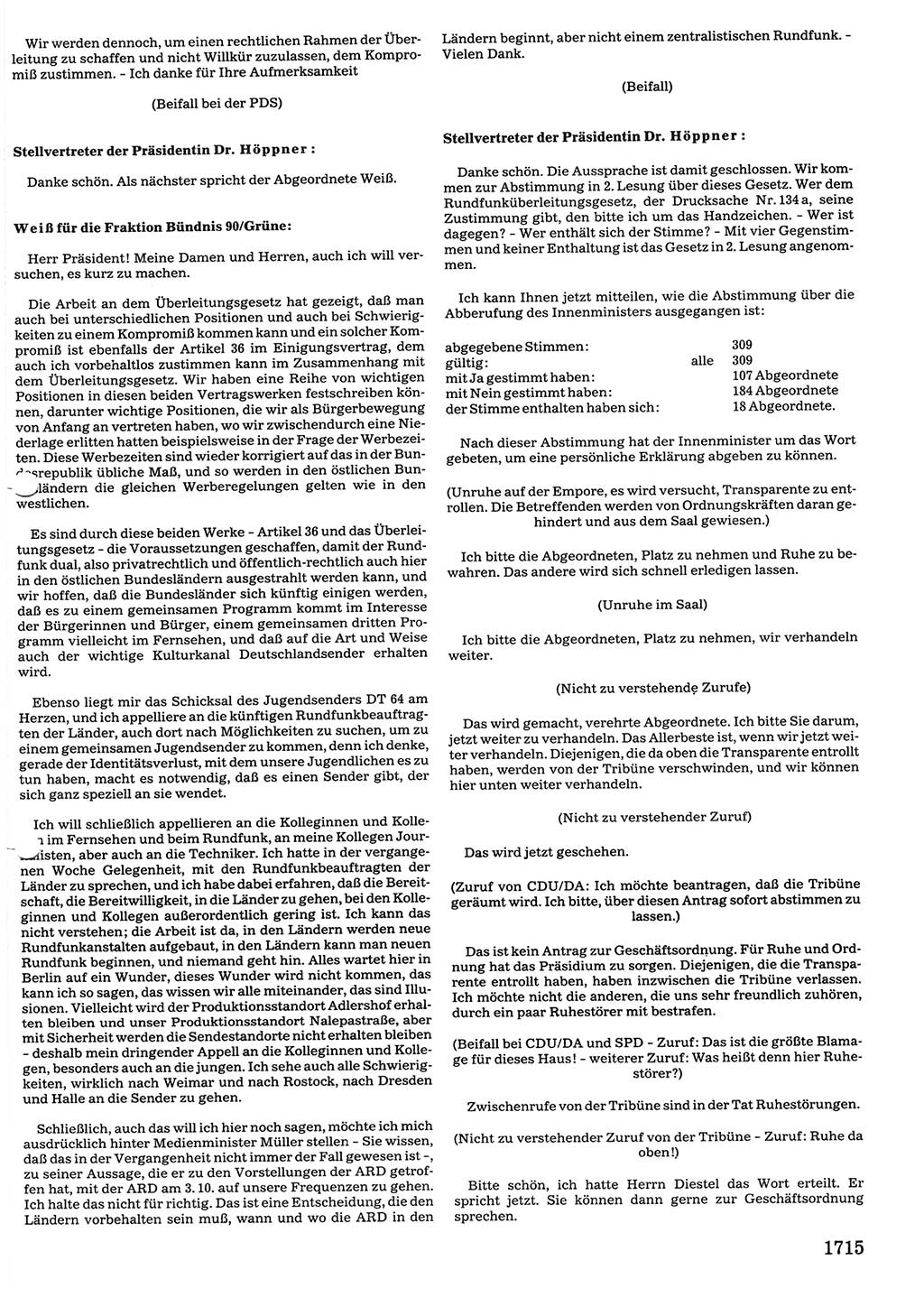 Tagungen der Volkskammer (VK) der Deutschen Demokratischen Republik (DDR), 10. Wahlperiode 1990, Seite 1715 (VK. DDR 10. WP. 1990, Prot. Tg. 1-38, 5.4.-2.10.1990, S. 1715)