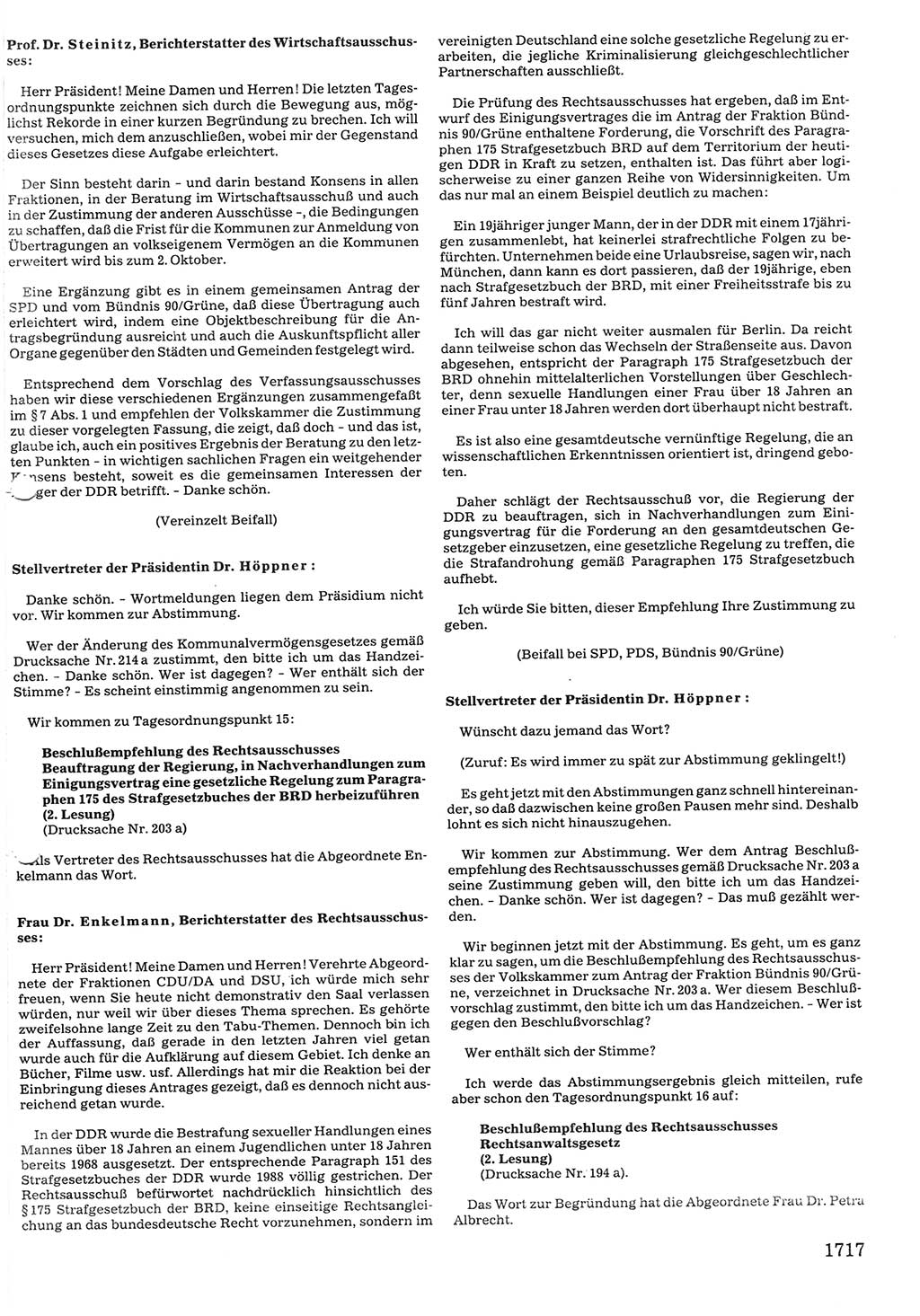 Tagungen der Volkskammer (VK) der Deutschen Demokratischen Republik (DDR), 10. Wahlperiode 1990, Seite 1717 (VK. DDR 10. WP. 1990, Prot. Tg. 1-38, 5.4.-2.10.1990, S. 1717)