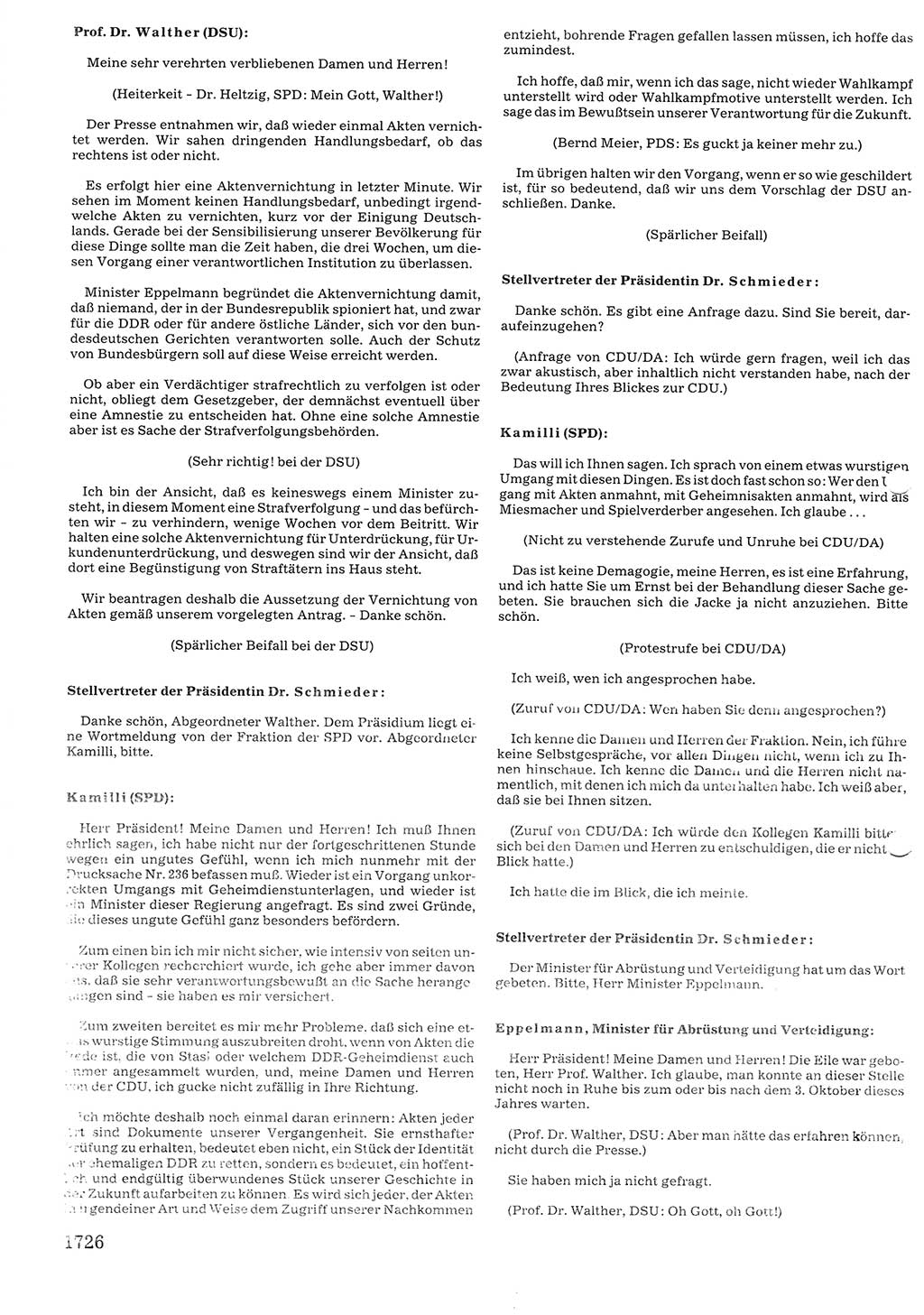 Tagungen der Volkskammer (VK) der Deutschen Demokratischen Republik (DDR), 10. Wahlperiode 1990, Seite 1726 (VK. DDR 10. WP. 1990, Prot. Tg. 1-38, 5.4.-2.10.1990, S. 1726)