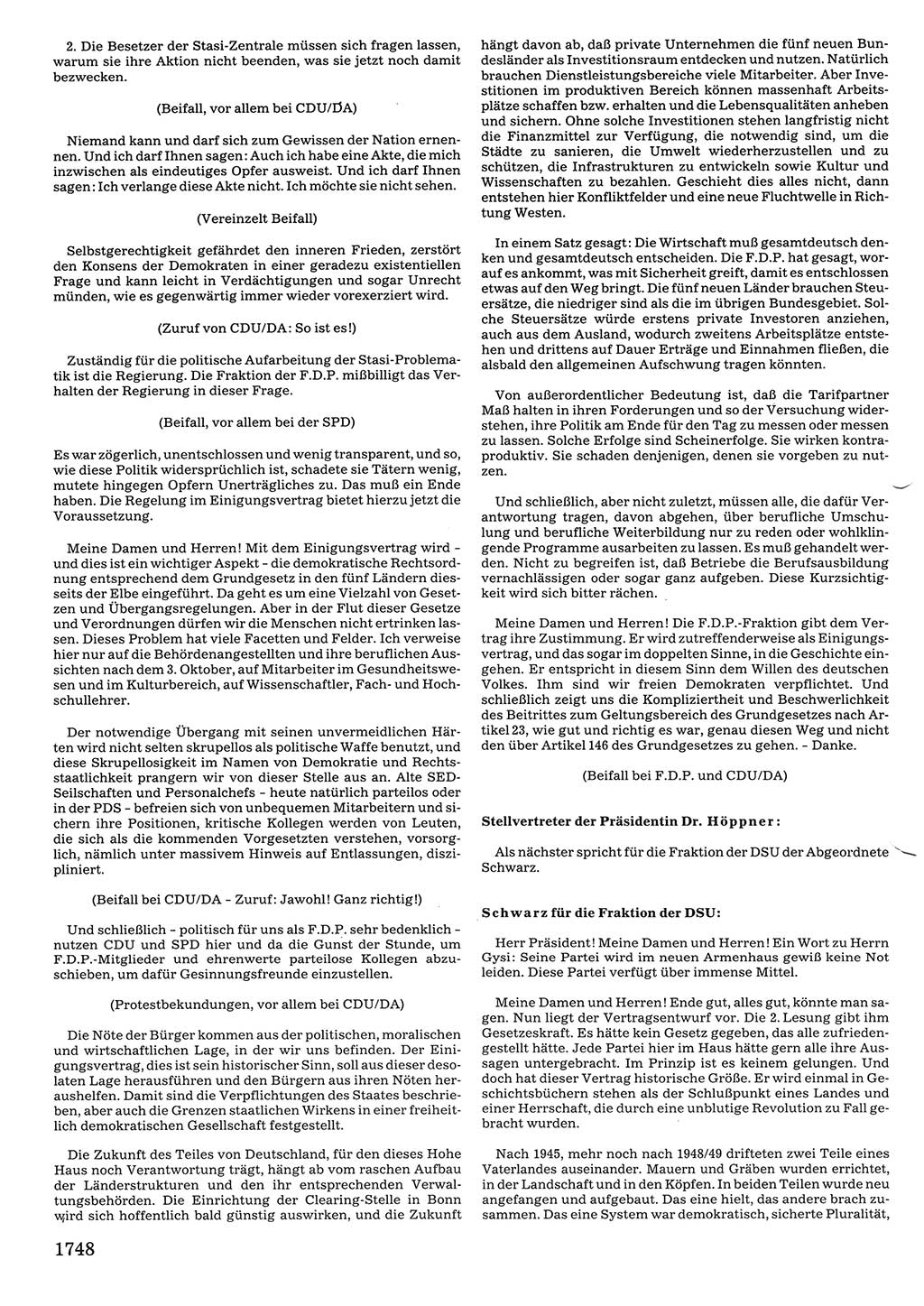 Tagungen der Volkskammer (VK) der Deutschen Demokratischen Republik (DDR), 10. Wahlperiode 1990, Seite 1748 (VK. DDR 10. WP. 1990, Prot. Tg. 1-38, 5.4.-2.10.1990, S. 1748)