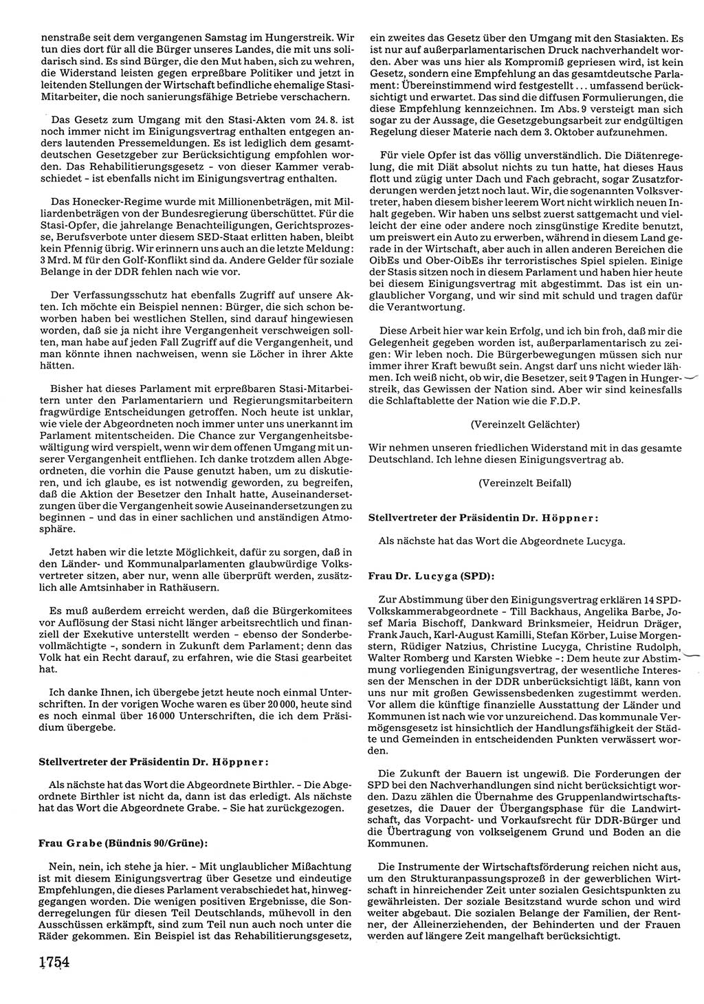 Tagungen der Volkskammer (VK) der Deutschen Demokratischen Republik (DDR), 10. Wahlperiode 1990, Seite 1754 (VK. DDR 10. WP. 1990, Prot. Tg. 1-38, 5.4.-2.10.1990, S. 1754)