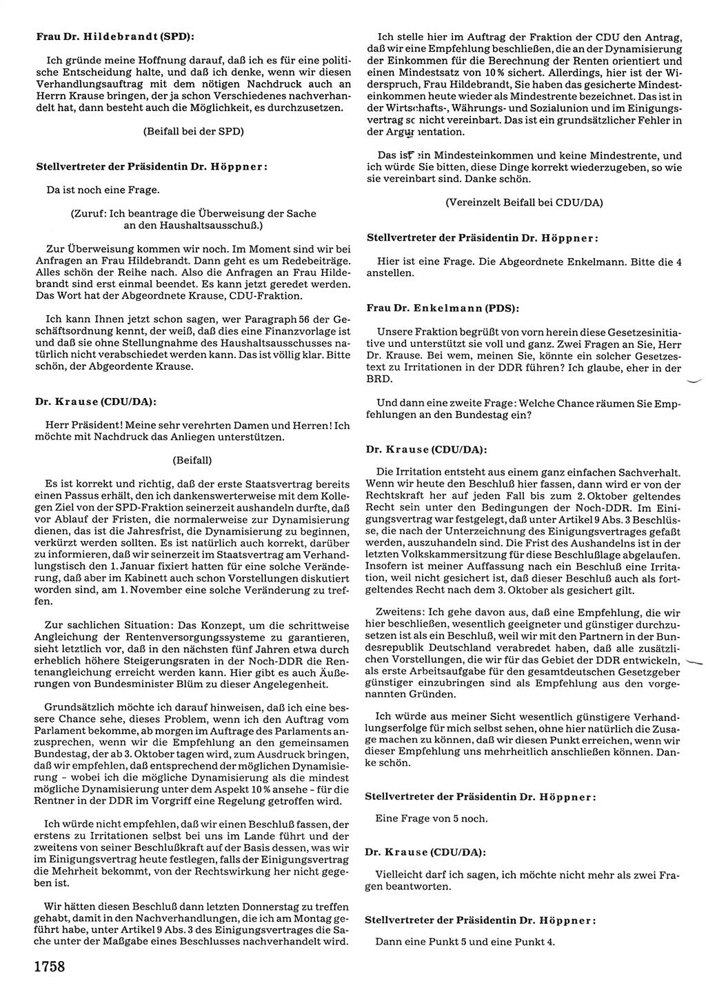 Tagungen der Volkskammer (VK) der Deutschen Demokratischen Republik (DDR), 10. Wahlperiode 1990, Seite 1758 (VK. DDR 10. WP. 1990, Prot. Tg. 1-38, 5.4.-2.10.1990, S. 1758)