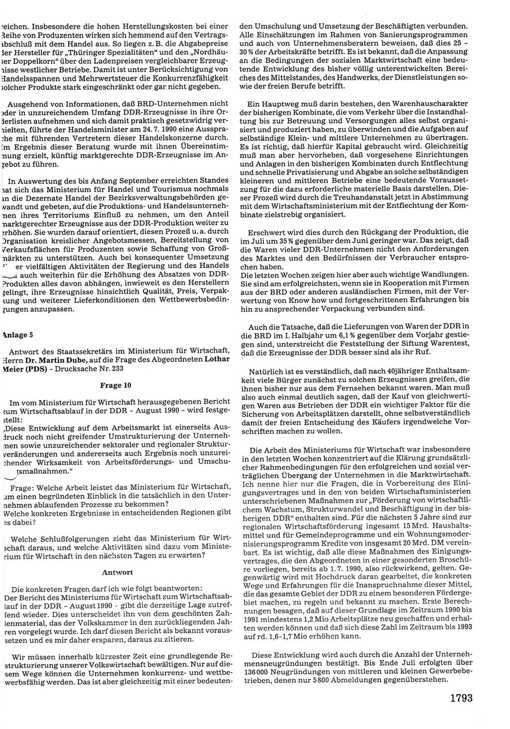 Tagungen der Volkskammer (VK) der Deutschen Demokratischen Republik (DDR), 10. Wahlperiode 1990, Seite 1793 (VK. DDR 10. WP. 1990, Prot. Tg. 1-38, 5.4.-2.10.1990, S. 1793)