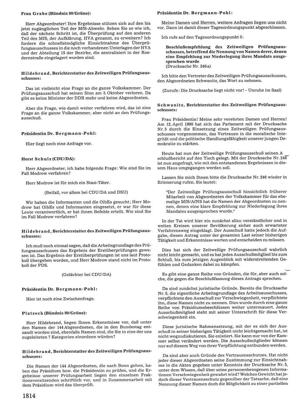 Tagungen der Volkskammer (VK) der Deutschen Demokratischen Republik (DDR), 10. Wahlperiode 1990, Seite 1814 (VK. DDR 10. WP. 1990, Prot. Tg. 1-38, 5.4.-2.10.1990, S. 1814)