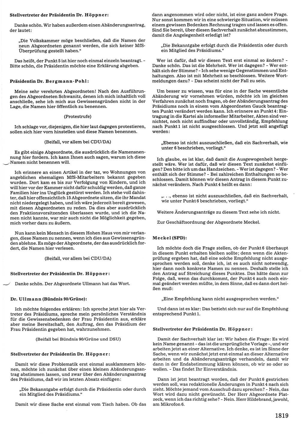 Tagungen der Volkskammer (VK) der Deutschen Demokratischen Republik (DDR), 10. Wahlperiode 1990, Seite 1819 (VK. DDR 10. WP. 1990, Prot. Tg. 1-38, 5.4.-2.10.1990, S. 1819)
