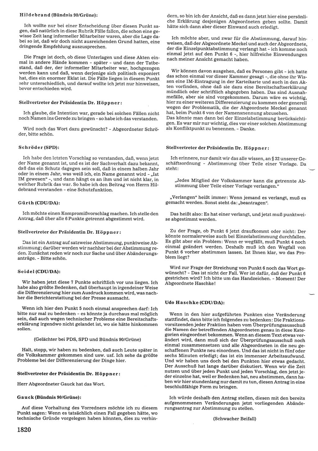 Tagungen der Volkskammer (VK) der Deutschen Demokratischen Republik (DDR), 10. Wahlperiode 1990, Seite 1820 (VK. DDR 10. WP. 1990, Prot. Tg. 1-38, 5.4.-2.10.1990, S. 1820)