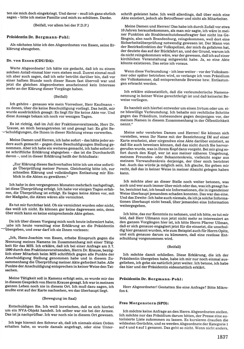 Tagungen der Volkskammer (VK) der Deutschen Demokratischen Republik (DDR), 10. Wahlperiode 1990, Seite 1837 (VK. DDR 10. WP. 1990, Prot. Tg. 1-38, 5.4.-2.10.1990, S. 1837)