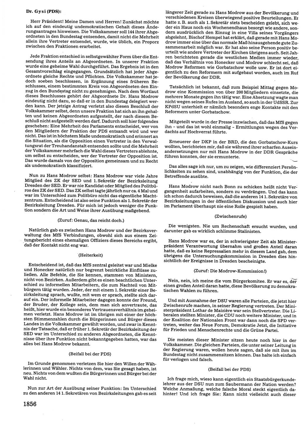 Tagungen der Volkskammer (VK) der Deutschen Demokratischen Republik (DDR), 10. Wahlperiode 1990, Seite 1856 (VK. DDR 10. WP. 1990, Prot. Tg. 1-38, 5.4.-2.10.1990, S. 1856)