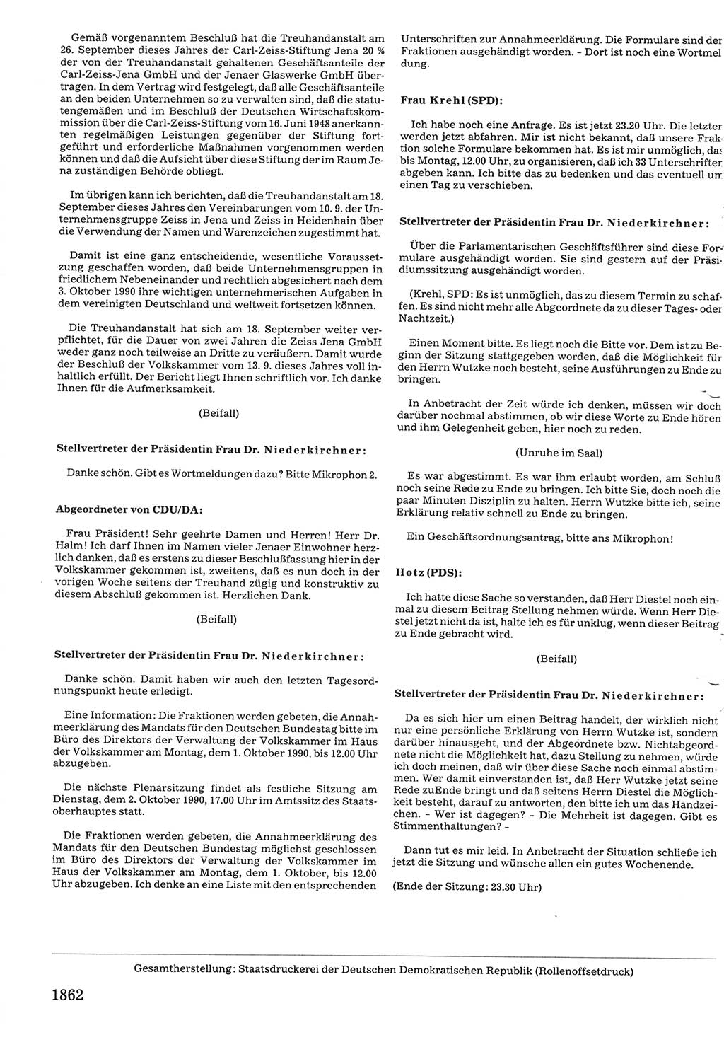 Tagungen der Volkskammer (VK) der Deutschen Demokratischen Republik (DDR), 10. Wahlperiode 1990, Seite 1862 (VK. DDR 10. WP. 1990, Prot. Tg. 1-38, 5.4.-2.10.1990, S. 1862)