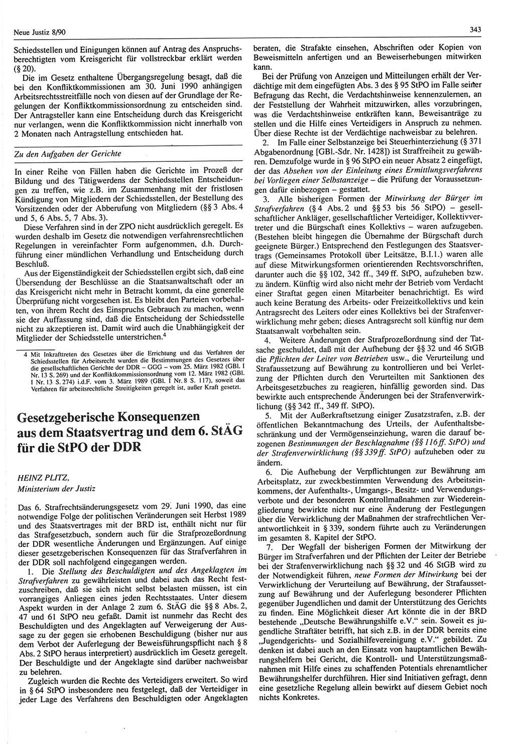 Neue Justiz (NJ), Zeitschrift für Rechtsetzung und Rechtsanwendung [Deutsche Demokratische Republik (DDR)], 44. Jahrgang 1990, Seite 343 (NJ DDR 1990, S. 343)
