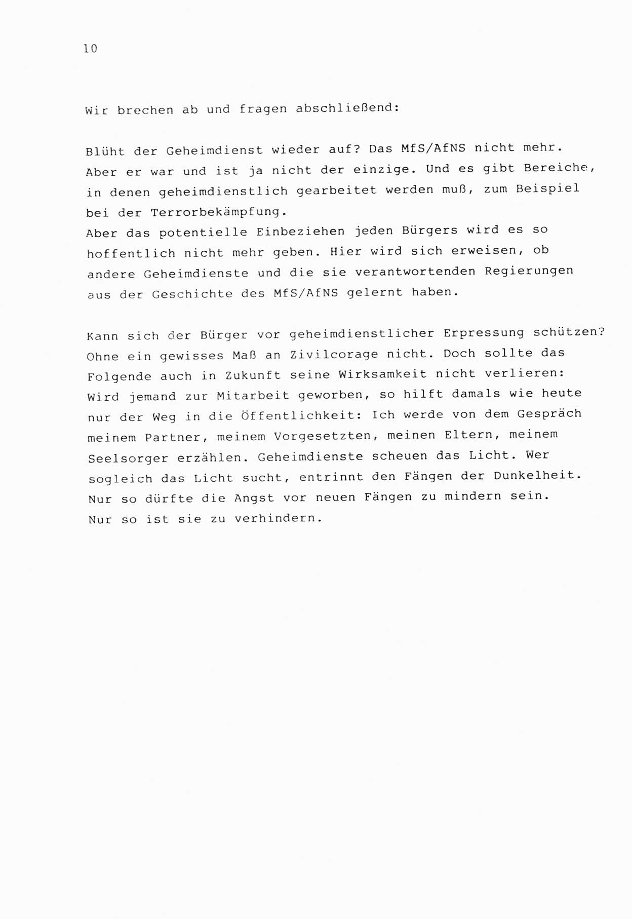 Zwie-Gespräch, Beiträge zur Bewältigung der Stasi-Vergangenheit [Deutsche Demokratische Republik (DDR)], Ausgabe Nr. 1, Berlin 1991, Seite 10 (Zwie-Gespr. Ausg. 1 1991, S. 10)