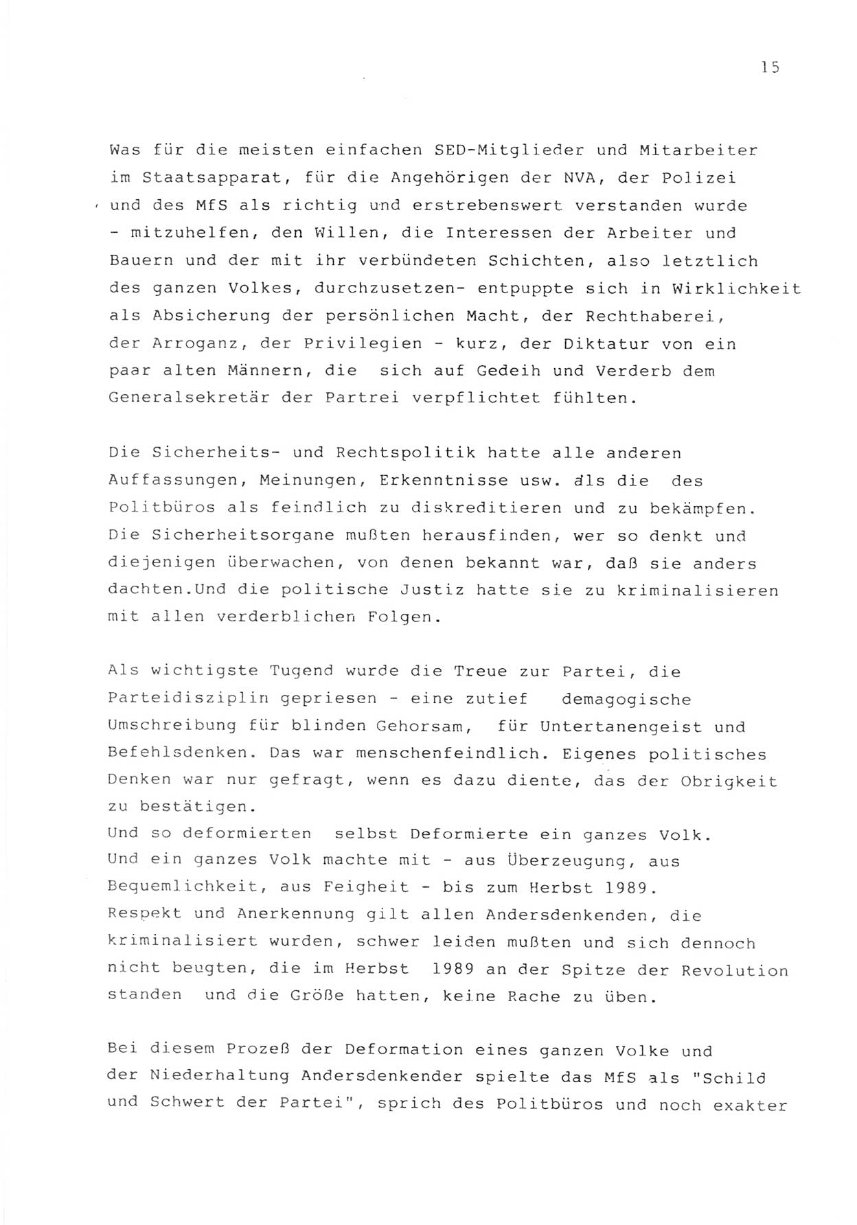 Zwie-Gespräch, Beiträge zur Bewältigung der Stasi-Vergangenheit [Deutsche Demokratische Republik (DDR)], Ausgabe Nr. 1, Berlin 1991, Seite 15 (Zwie-Gespr. Ausg. 1 1991, S. 15)