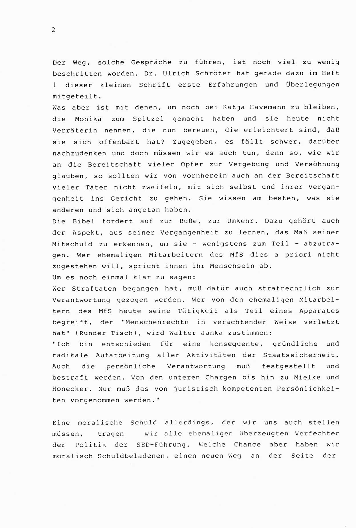 Zwie-Gespräch, Beiträge zur Aufarbeitung der Stasi-Vergangenheit [Deutsche Demokratische Republik (DDR)], Ausgabe Nr. 2, Berlin 1991, Seite 2 (Zwie-Gespr. Ausg. 2 1991, S. 2)