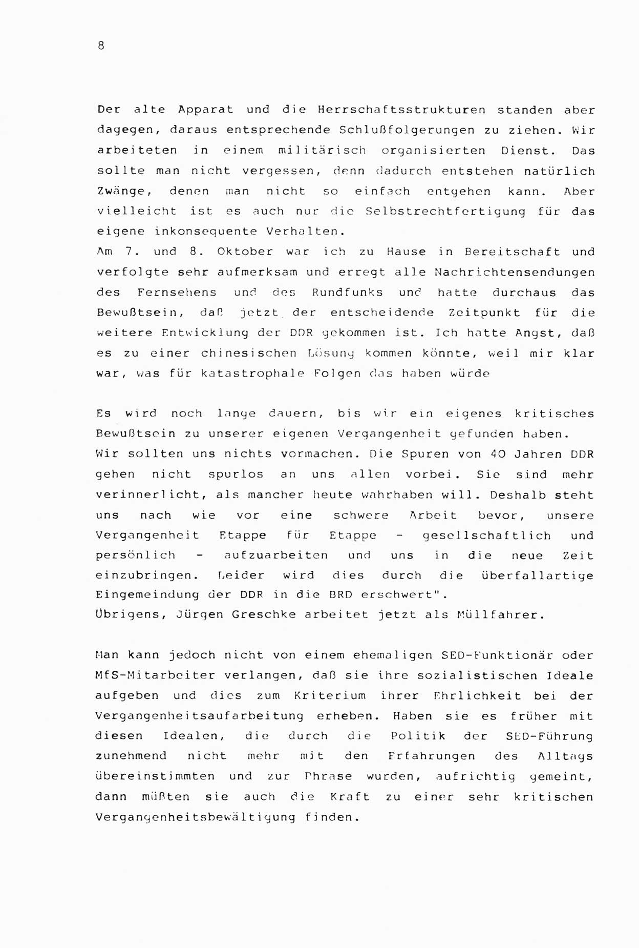 Zwie-Gespräch, Beiträge zur Aufarbeitung der Stasi-Vergangenheit [Deutsche Demokratische Republik (DDR)], Ausgabe Nr. 2, Berlin 1991, Seite 8 (Zwie-Gespr. Ausg. 2 1991, S. 8)
