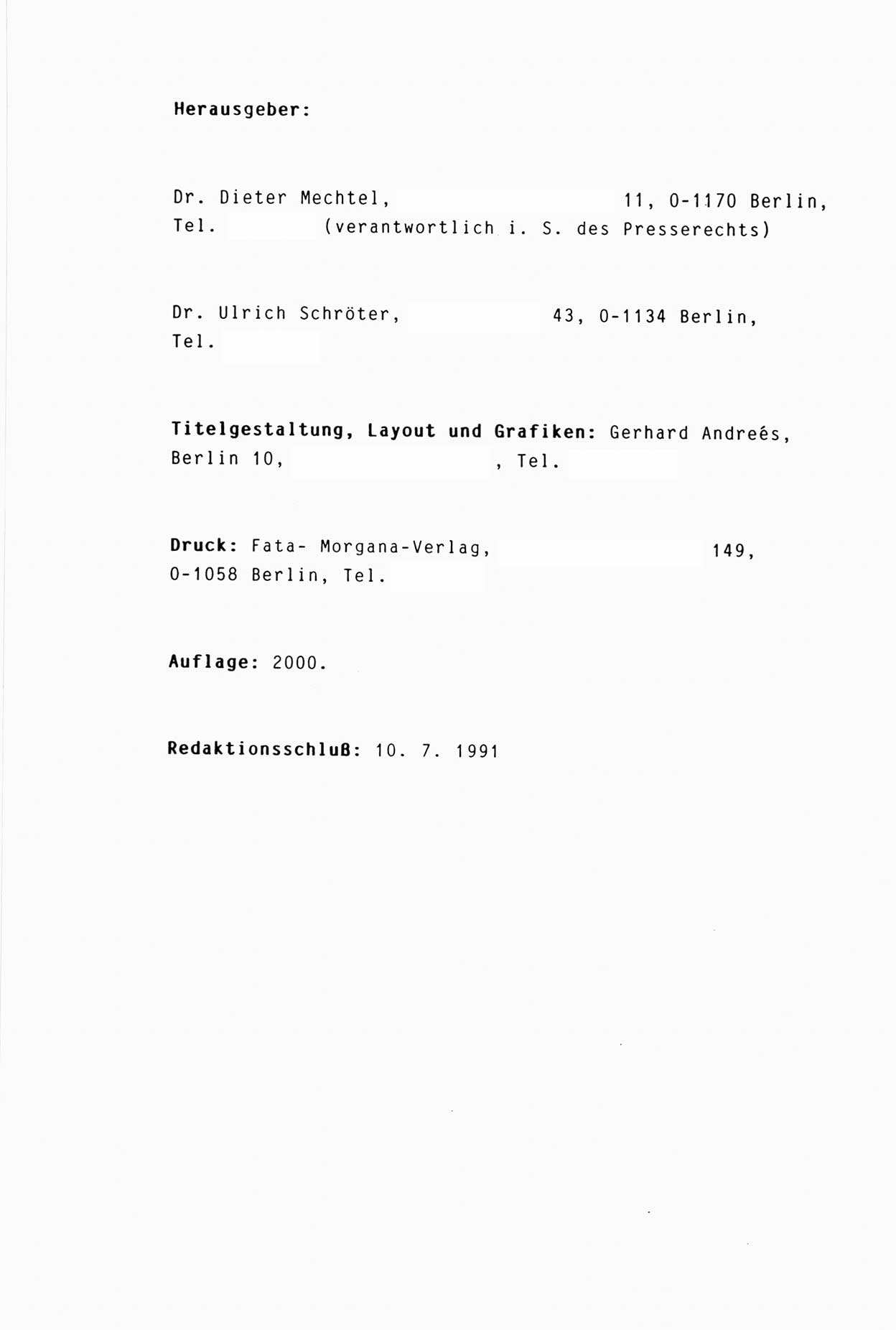Zwie-Gespräch, Beiträge zur Aufarbeitung der Stasi-Vergangenheit [Deutsche Demokratische Republik (DDR)], Ausgabe Nr. 3, Berlin 1991, Seite 42 (Zwie-Gespr. Ausg. 3 1991, S. 42)