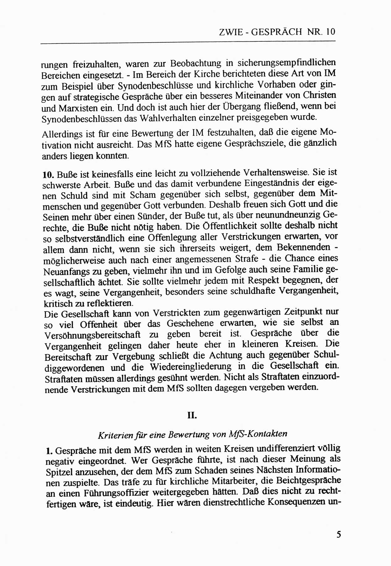 Zwie-Gespräch, Beiträge zur Aufarbeitung der Staatssicherheits-Vergangenheit [Deutsche Demokratische Republik (DDR)], Ausgabe Nr. 10, Berlin 1992, Seite 5 (Zwie-Gespr. Ausg. 10 1992, S. 5)