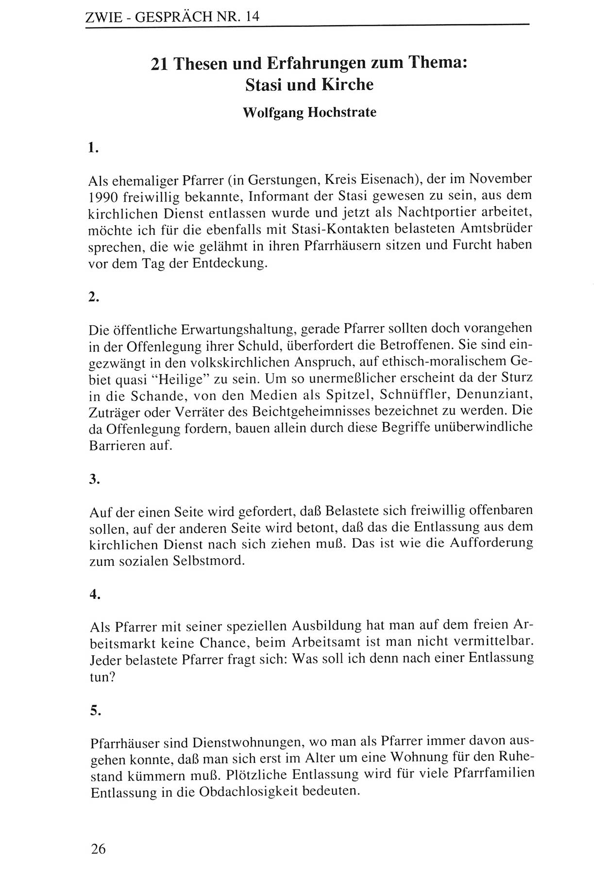 Zwie-Gespräch, Beiträge zur Aufarbeitung der Staatssicherheits-Vergangenheit [Deutsche Demokratische Republik (DDR)], Ausgabe Nr. 14, Berlin 1993, Seite 26 (Zwie-Gespr. Ausg. 14 1993, S. 26)