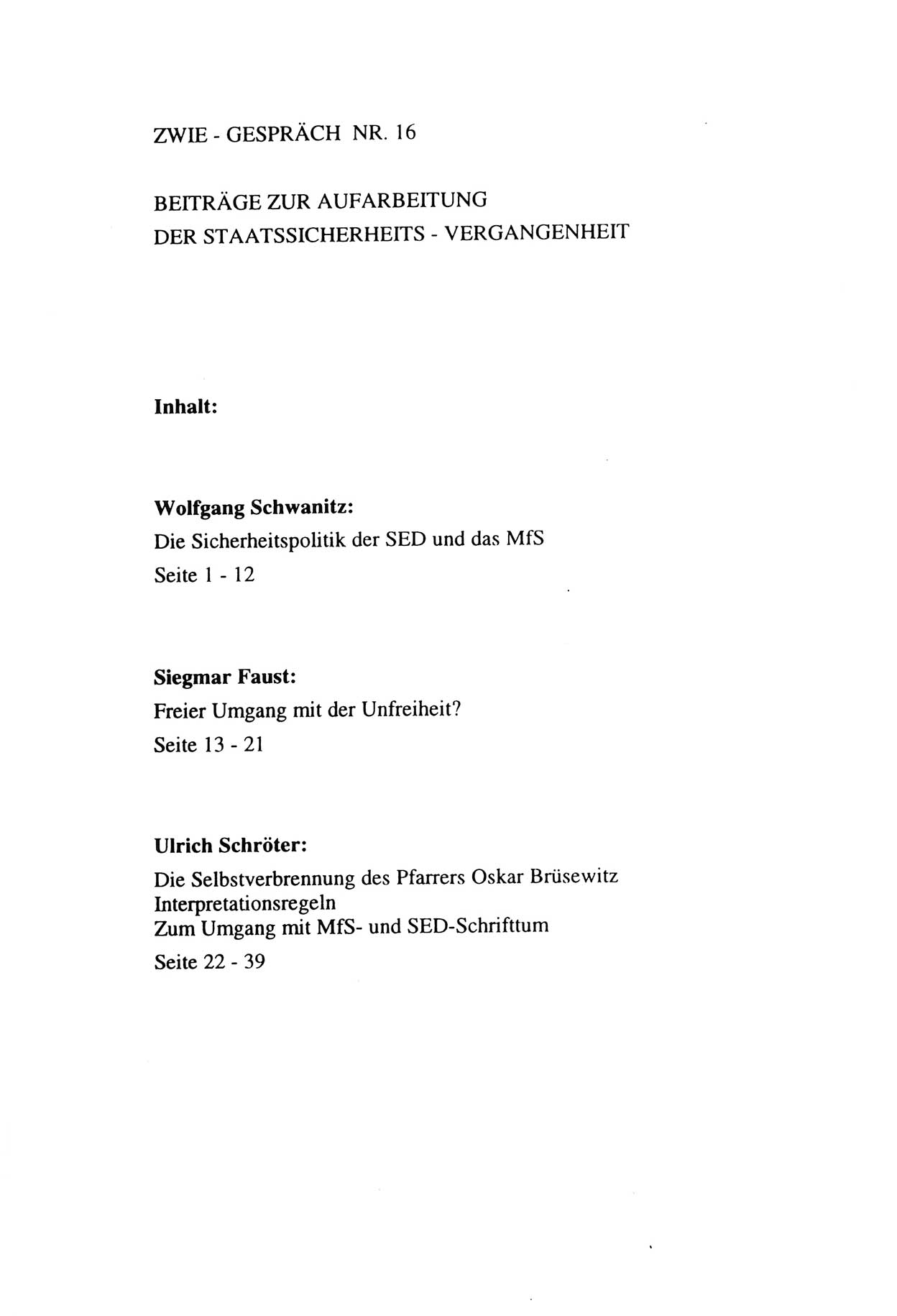 Zwie-Gespräch, Beiträge zur Aufarbeitung der Staatssicherheits-Vergangenheit [Deutsche Demokratische Republik (DDR)], Ausgabe Nr. 16, Berlin 1993, Seite 41 (Zwie-Gespr. Ausg. 16 1993, S. 41)