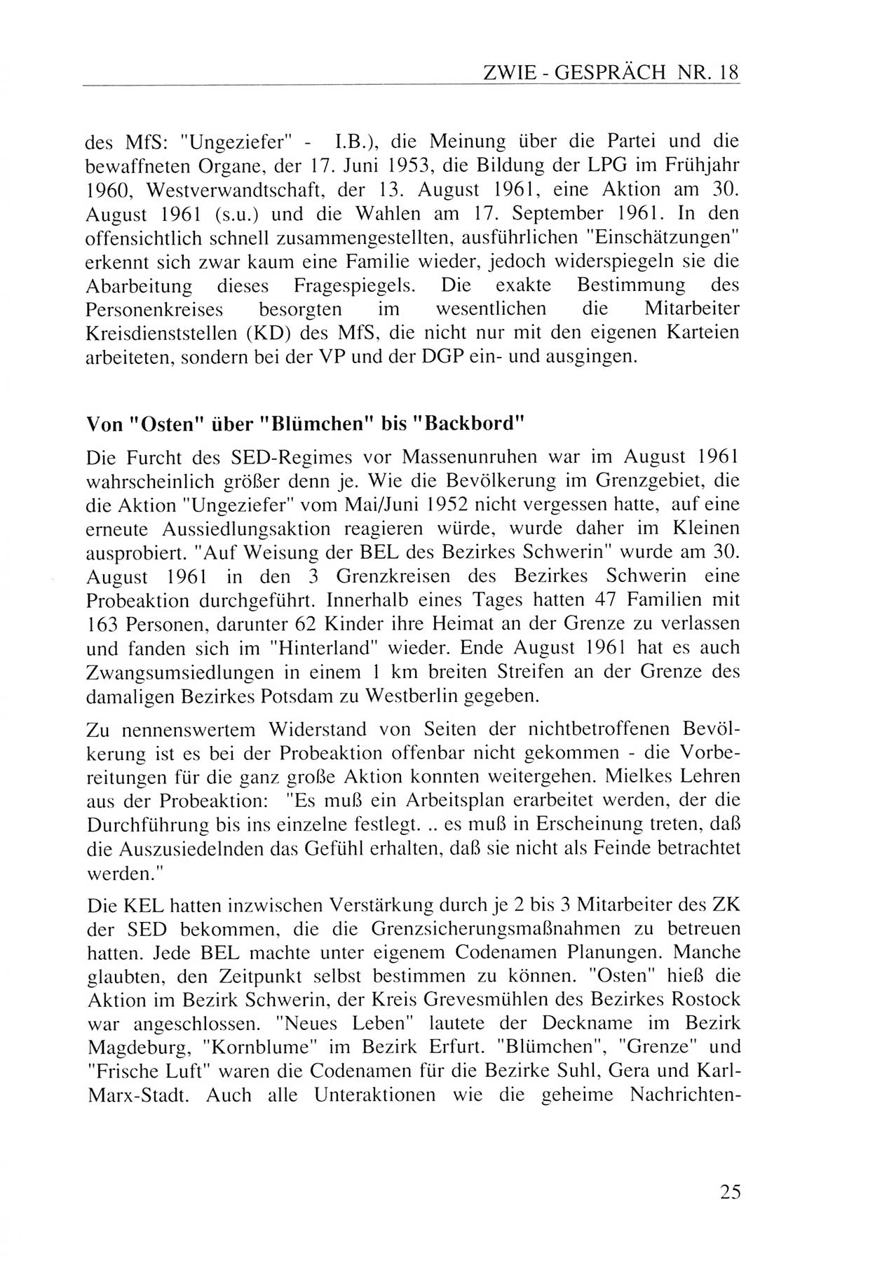 Zwie-Gespräch, Beiträge zur Aufarbeitung der Staatssicherheits-Vergangenheit [Deutsche Demokratische Republik (DDR)], Ausgabe Nr. 18, Berlin 1993, Seite 25 (Zwie-Gespr. Ausg. 18 1993, S. 25)