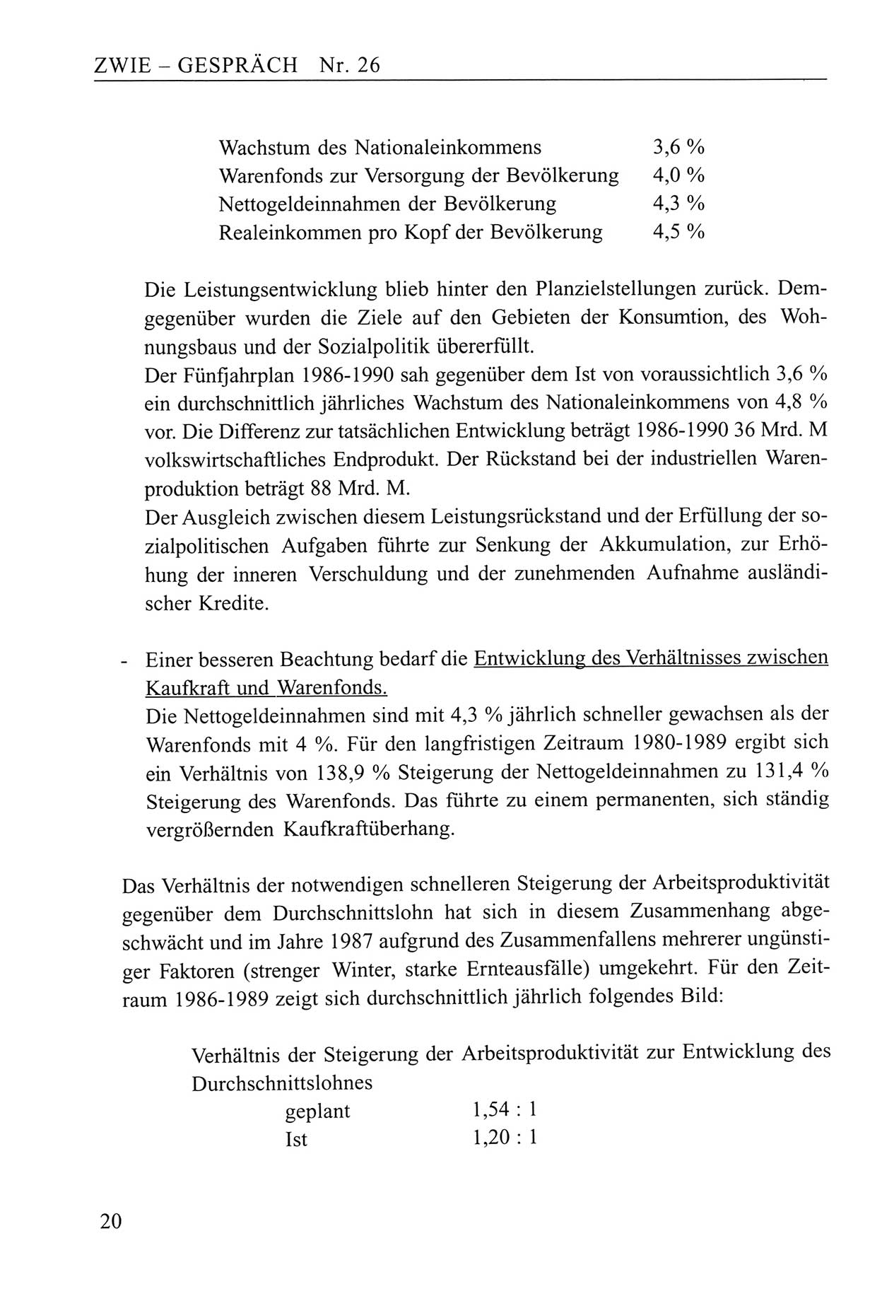 Zwie-Gespräch, Beiträge zum Umgang mit der Staatssicherheits-Vergangenheit [Deutsche Demokratische Republik (DDR)], Ausgabe Nr. 26, Berlin 1995, Seite 20 (Zwie-Gespr. Ausg. 26 1995, S. 20)