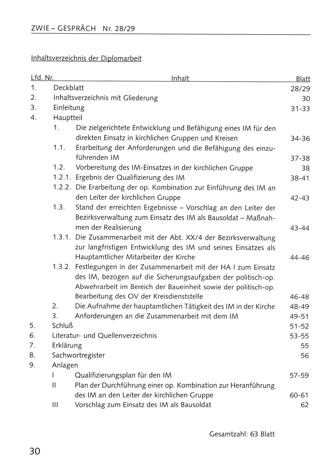 Zwie-Gespräch, Beiträge zum Umgang mit der Staatssicherheits-Vergangenheit [Deutsche Demokratische Republik (DDR)], Ausgabe Nr. 28/29, Berlin 1995, Seite 30 (Zwie-Gespr. Ausg. 28/29 1995, S. 30)