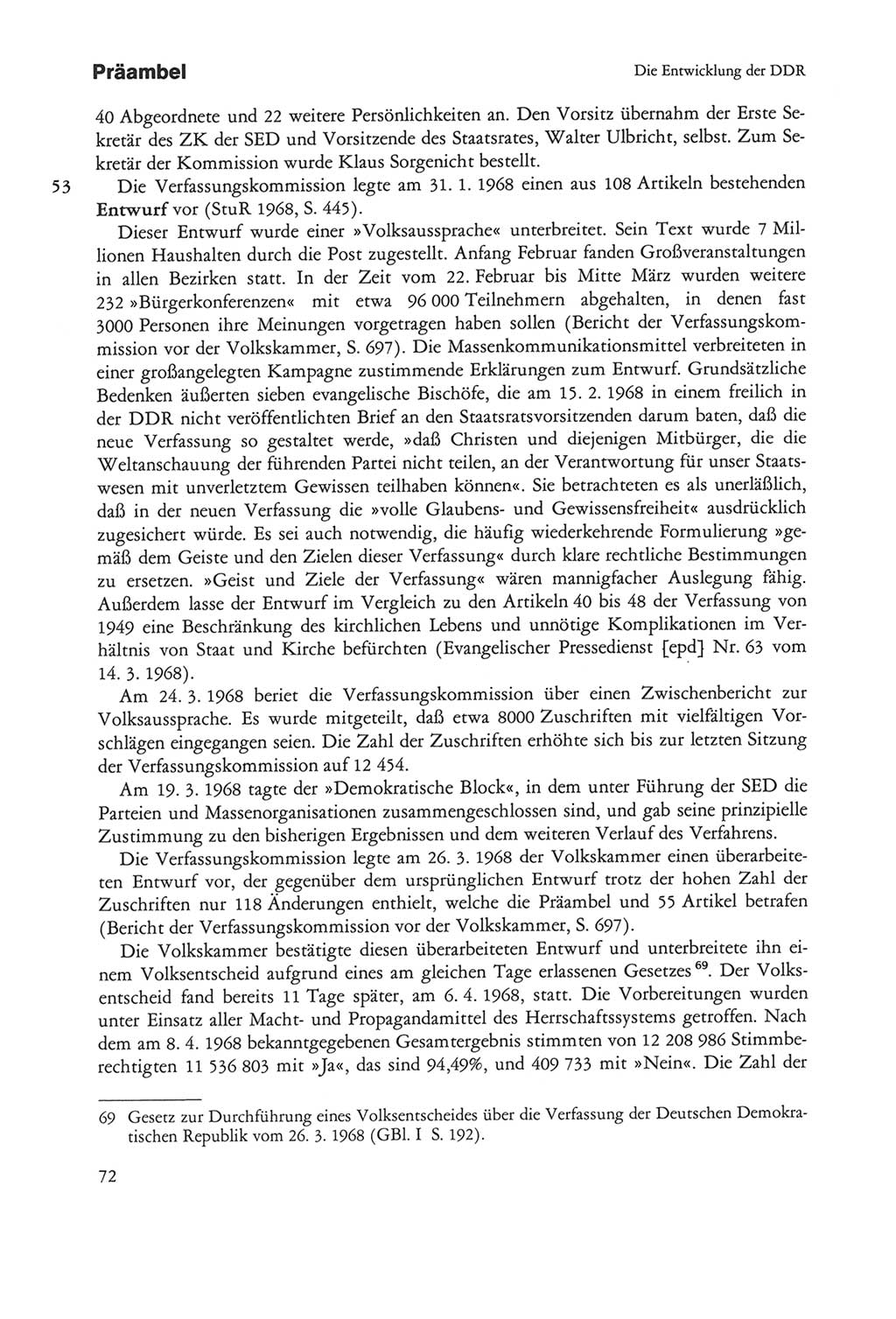 Die sozialistische Verfassung der Deutschen Demokratischen Republik (DDR), Kommentar mit einem Nachtrag 1997, Seite 72 (Soz. Verf. DDR Komm. Nachtr. 1997, S. 72)