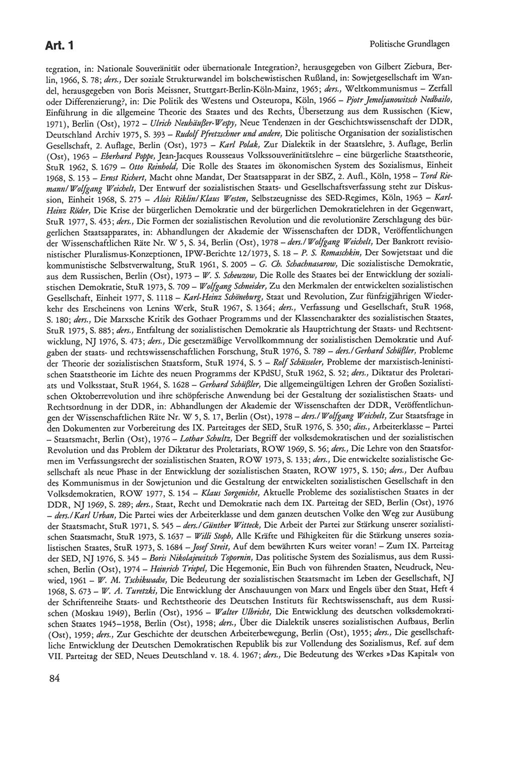 Die sozialistische Verfassung der Deutschen Demokratischen Republik (DDR), Kommentar mit einem Nachtrag 1997, Seite 84 (Soz. Verf. DDR Komm. Nachtr. 1997, S. 84)