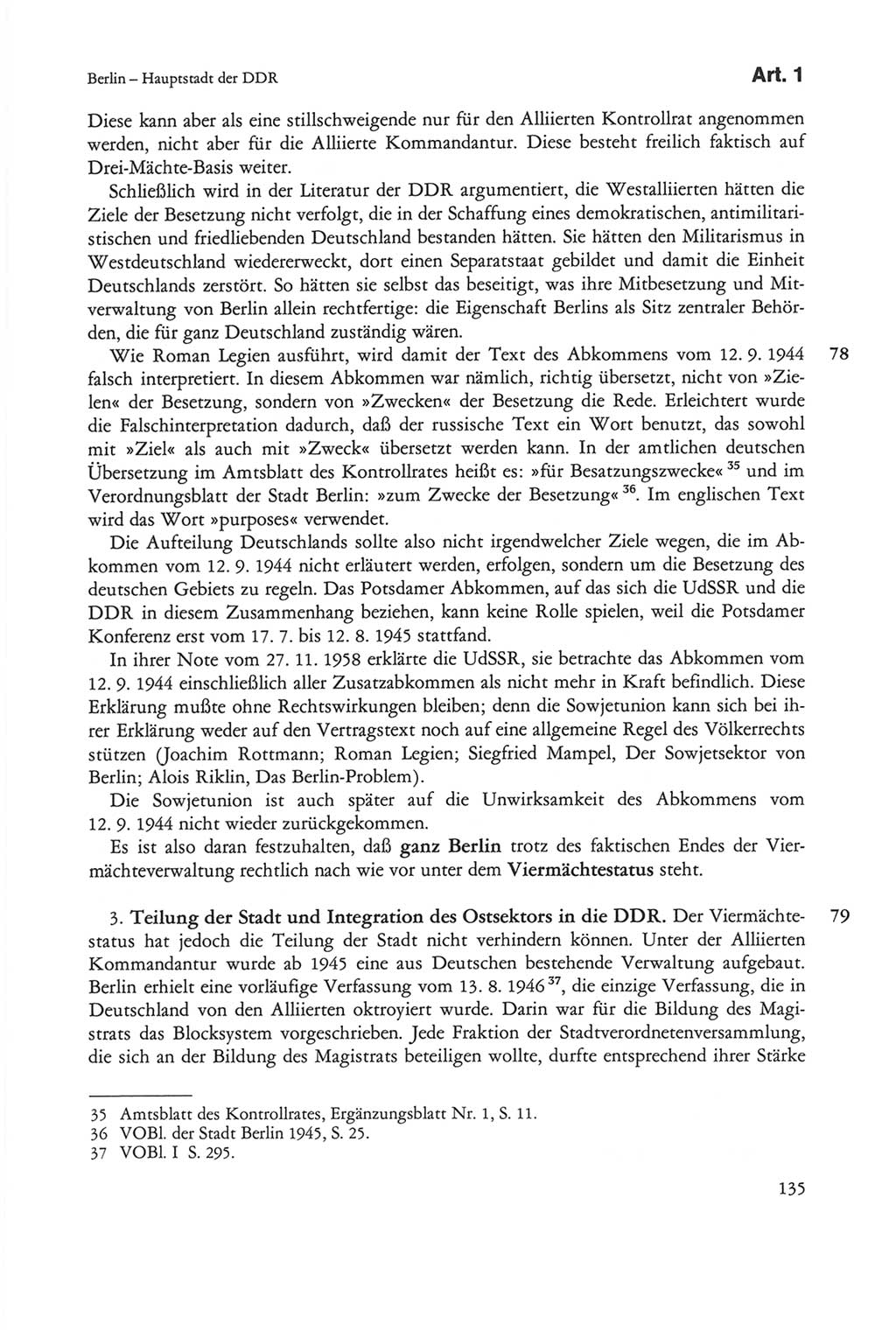 Die sozialistische Verfassung der Deutschen Demokratischen Republik (DDR), Kommentar mit einem Nachtrag 1997, Seite 135 (Soz. Verf. DDR Komm. Nachtr. 1997, S. 135)