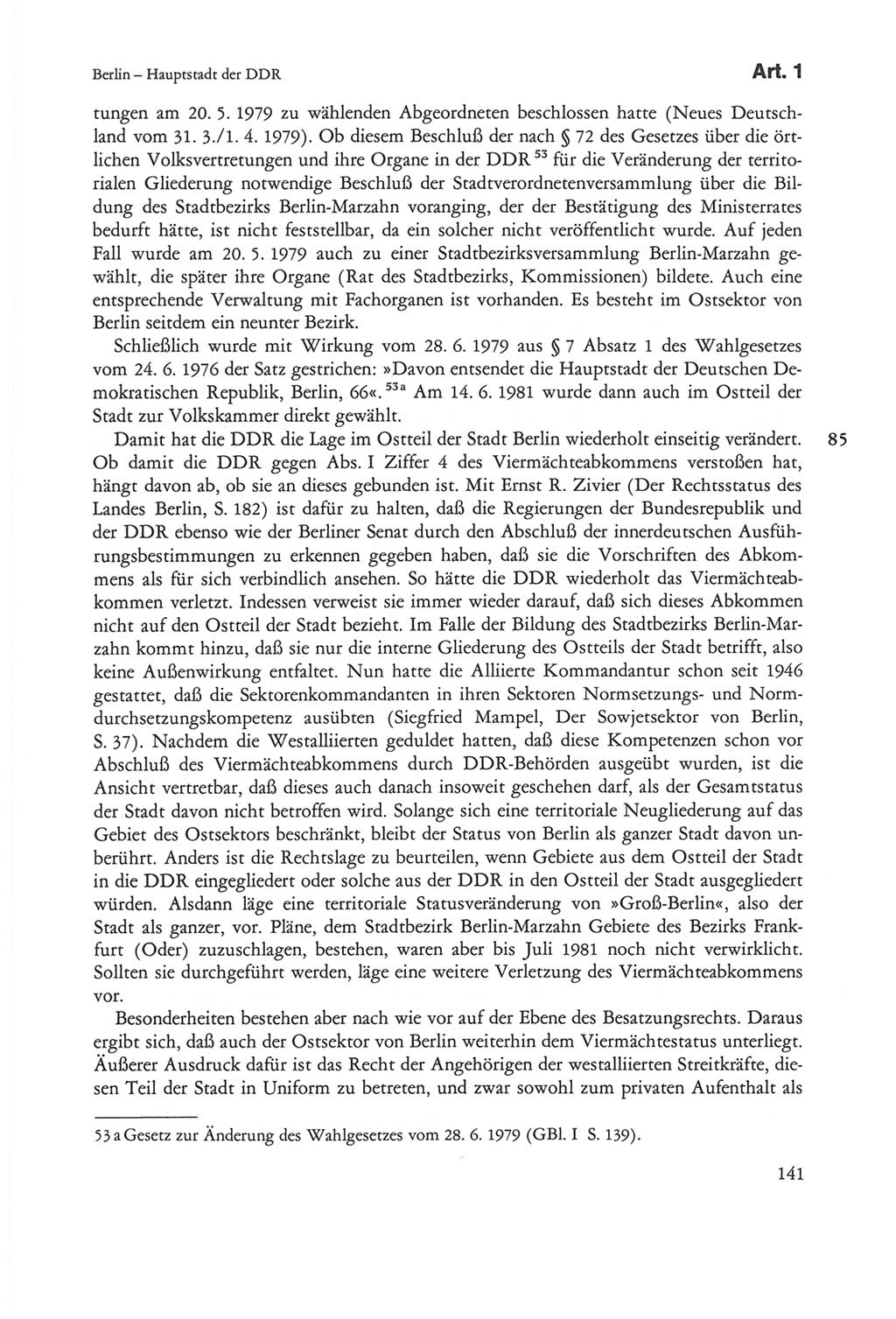 Die sozialistische Verfassung der Deutschen Demokratischen Republik (DDR), Kommentar mit einem Nachtrag 1997, Seite 141 (Soz. Verf. DDR Komm. Nachtr. 1997, S. 141)