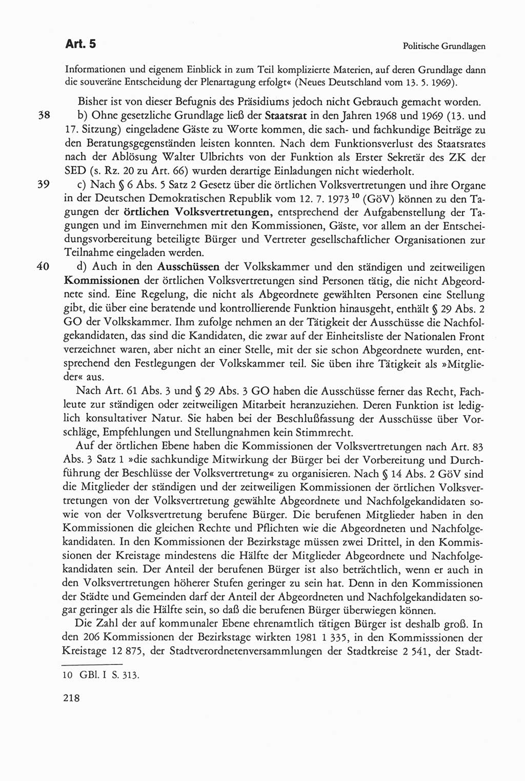 Die sozialistische Verfassung der Deutschen Demokratischen Republik (DDR), Kommentar mit einem Nachtrag 1997, Seite 218 (Soz. Verf. DDR Komm. Nachtr. 1997, S. 218)