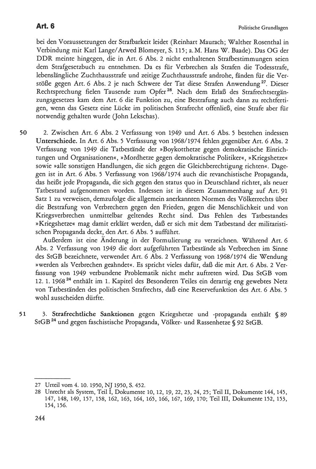 Die sozialistische Verfassung der Deutschen Demokratischen Republik (DDR), Kommentar mit einem Nachtrag 1997, Seite 244 (Soz. Verf. DDR Komm. Nachtr. 1997, S. 244)