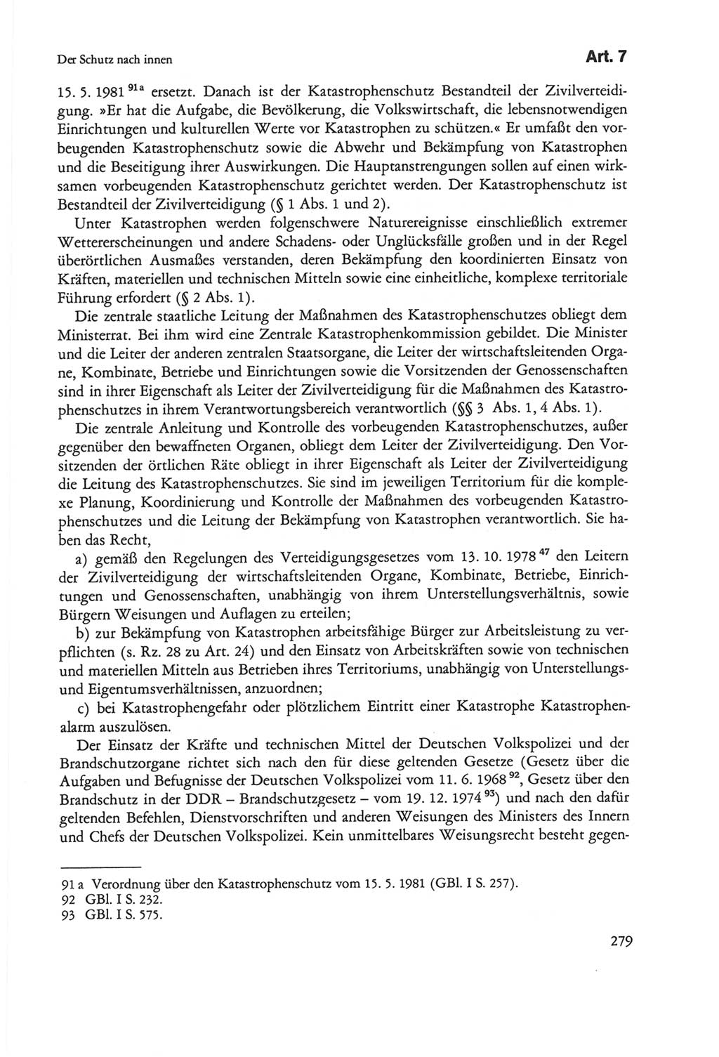 Die sozialistische Verfassung der Deutschen Demokratischen Republik (DDR), Kommentar mit einem Nachtrag 1997, Seite 279 (Soz. Verf. DDR Komm. Nachtr. 1997, S. 279)