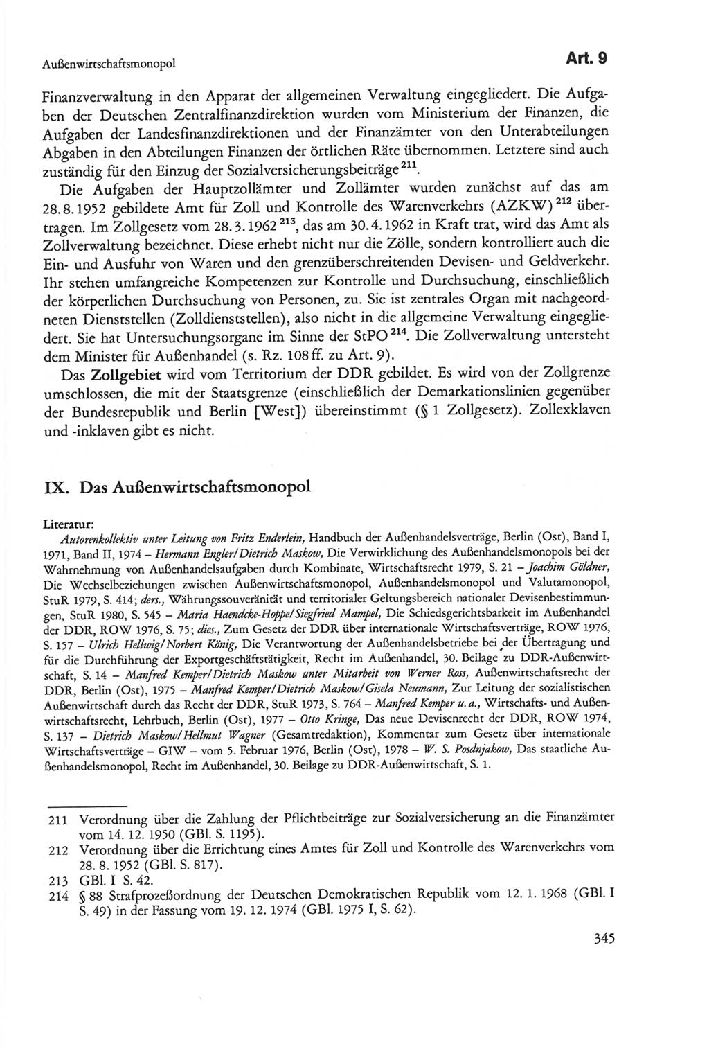 Die sozialistische Verfassung der Deutschen Demokratischen Republik (DDR), Kommentar mit einem Nachtrag 1997, Seite 345 (Soz. Verf. DDR Komm. Nachtr. 1997, S. 345)