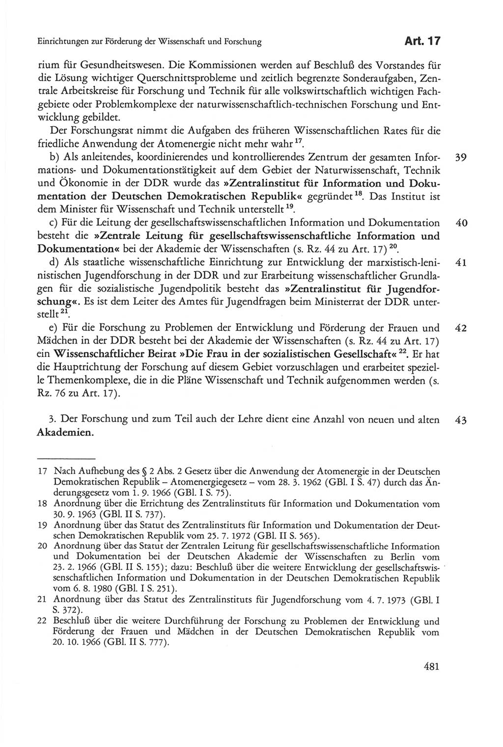 Die sozialistische Verfassung der Deutschen Demokratischen Republik (DDR), Kommentar mit einem Nachtrag 1997, Seite 481 (Soz. Verf. DDR Komm. Nachtr. 1997, S. 481)