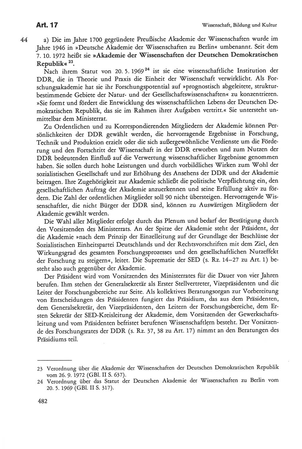 Die sozialistische Verfassung der Deutschen Demokratischen Republik (DDR), Kommentar mit einem Nachtrag 1997, Seite 482 (Soz. Verf. DDR Komm. Nachtr. 1997, S. 482)