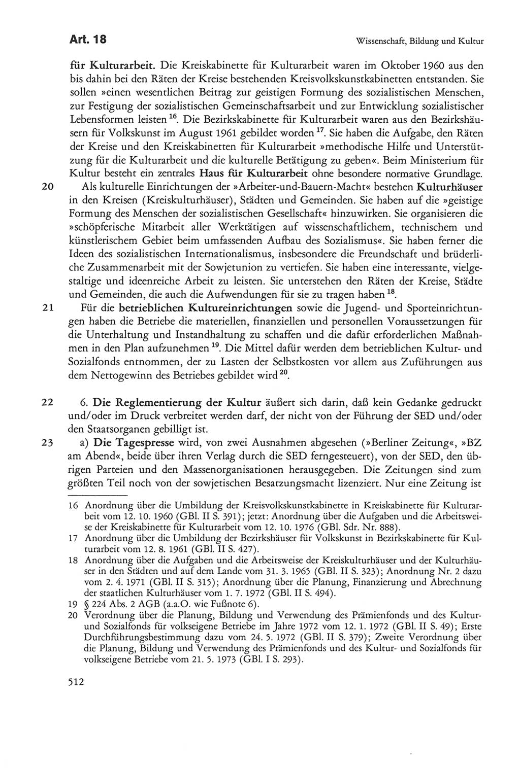 Die sozialistische Verfassung der Deutschen Demokratischen Republik (DDR), Kommentar mit einem Nachtrag 1997, Seite 512 (Soz. Verf. DDR Komm. Nachtr. 1997, S. 512)