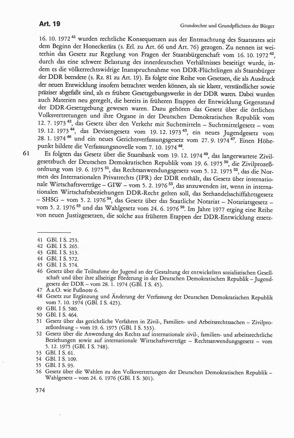 Die sozialistische Verfassung der Deutschen Demokratischen Republik (DDR), Kommentar mit einem Nachtrag 1997, Seite 574 (Soz. Verf. DDR Komm. Nachtr. 1997, S. 574)