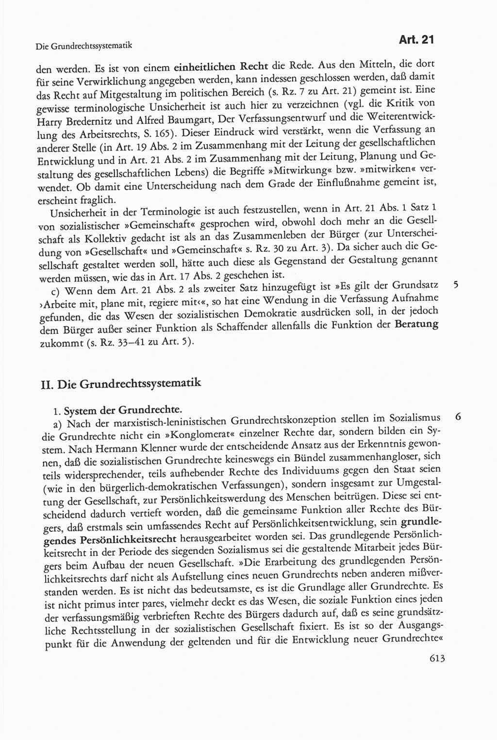 Die sozialistische Verfassung der Deutschen Demokratischen Republik (DDR), Kommentar mit einem Nachtrag 1997, Seite 613 (Soz. Verf. DDR Komm. Nachtr. 1997, S. 613)