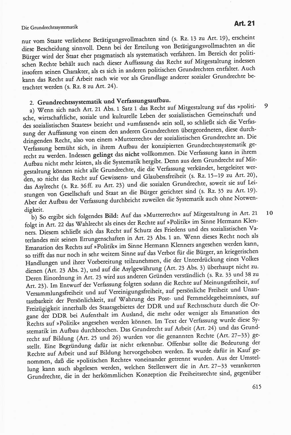 Die sozialistische Verfassung der Deutschen Demokratischen Republik (DDR), Kommentar mit einem Nachtrag 1997, Seite 615 (Soz. Verf. DDR Komm. Nachtr. 1997, S. 615)