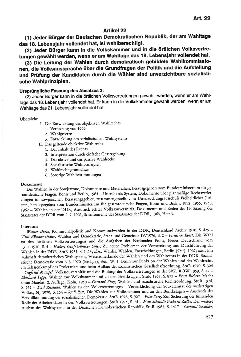 Die sozialistische Verfassung der Deutschen Demokratischen Republik (DDR), Kommentar mit einem Nachtrag 1997, Seite 627 (Soz. Verf. DDR Komm. Nachtr. 1997, S. 627)