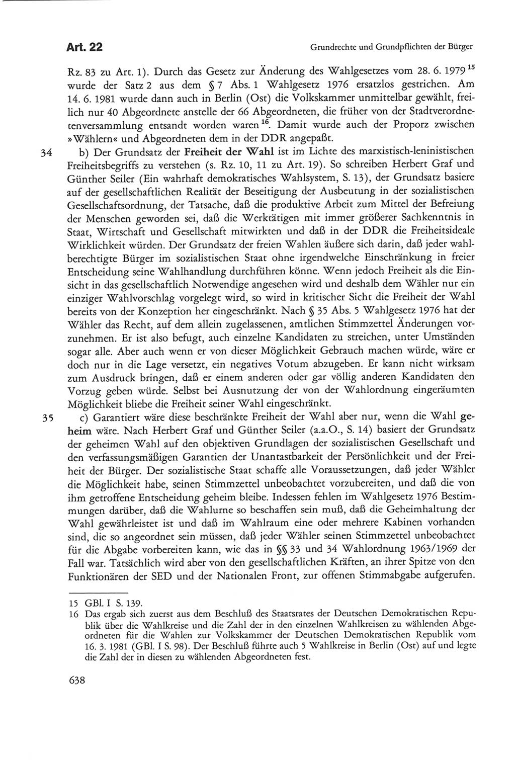 Die sozialistische Verfassung der Deutschen Demokratischen Republik (DDR), Kommentar mit einem Nachtrag 1997, Seite 638 (Soz. Verf. DDR Komm. Nachtr. 1997, S. 638)